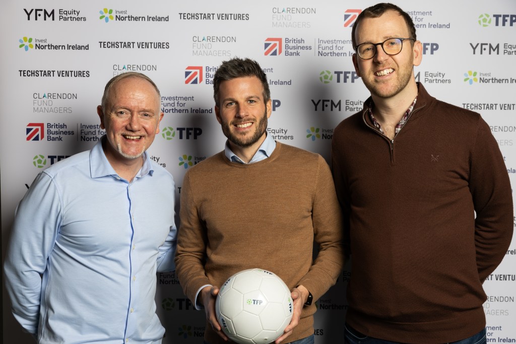 (L-R) Liam McStravick, CEO & Co-Founder at TeamFeePay, Mike Clarke, Non-Executive Director at YFM Equity Partners, Stuart Gaffikin, Investment Director at Clarendon Fund Managers.